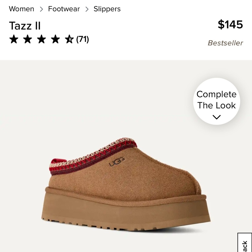 UGG Tazz II Tan Slippers with Red Trim